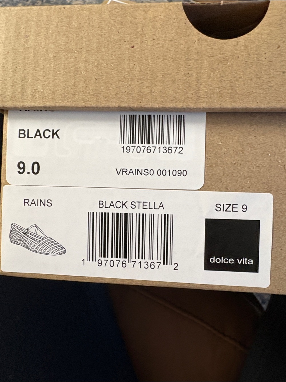 Dolce Vita Rains Black Woven T-Strap Flats Size 9 New in Box - Picture 9 of 9